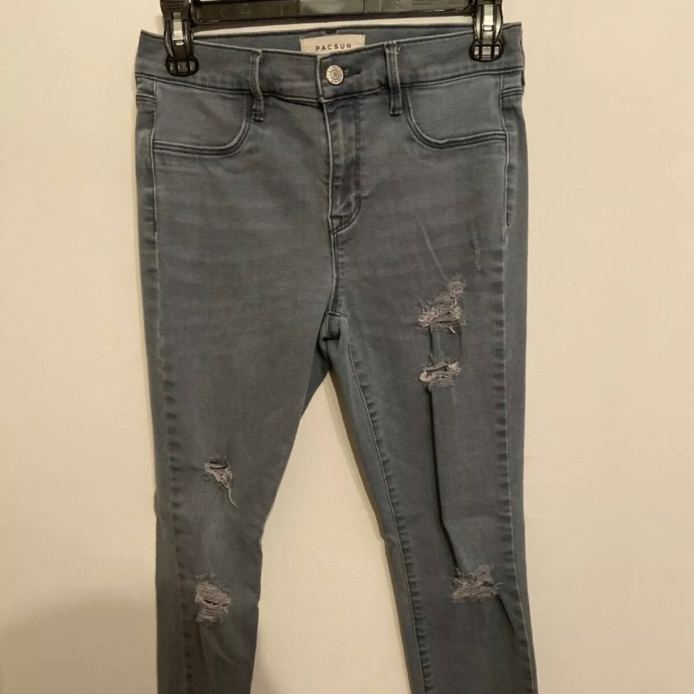 Blue/ gray jeans. Color is exactly alike picture.